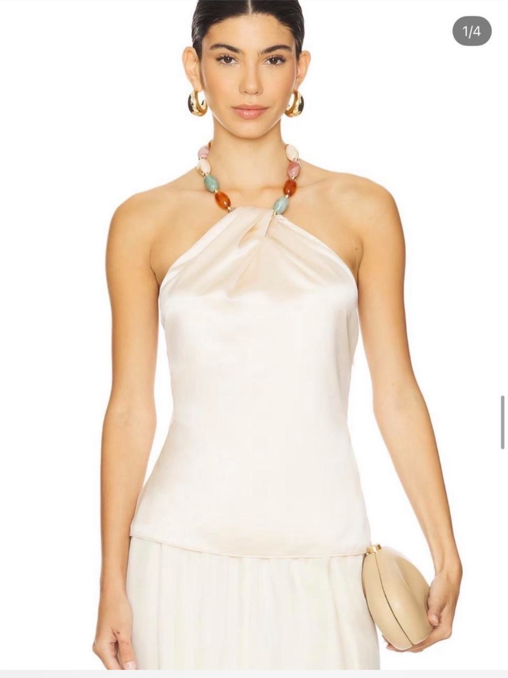 RETROFETE BEADED HALTER BLOUSE